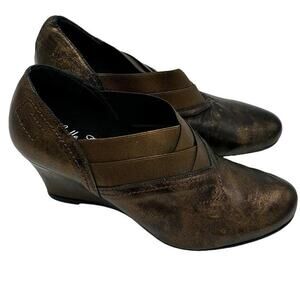 HELLE COMFORT Ovi Bronze Fashion & Wellness Wedge Shoes Size 6.5/7 EU37